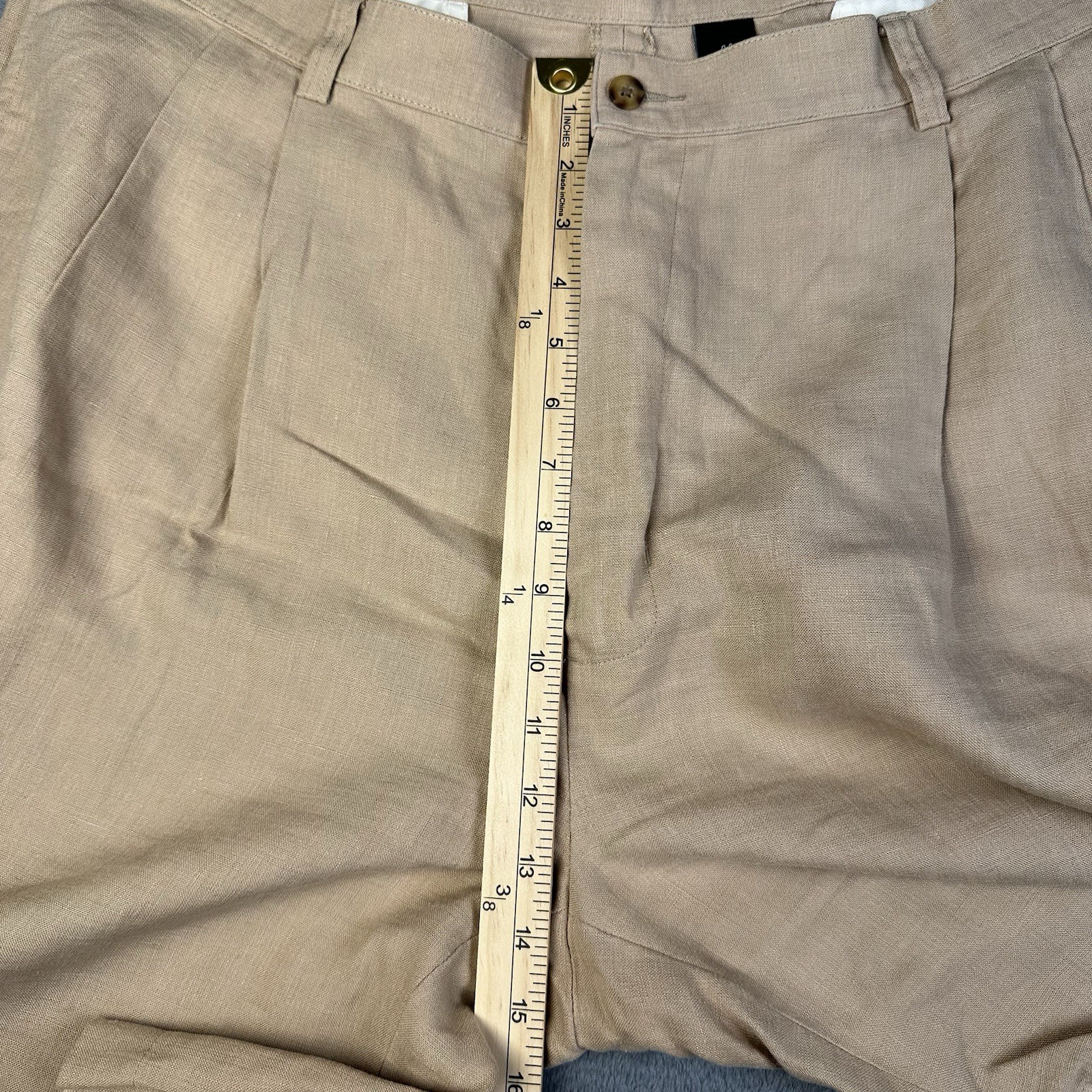 Jos A Bank Men’s 100% Linen Dress Shorts 44 Beige Pleated Chino Travelers Collec