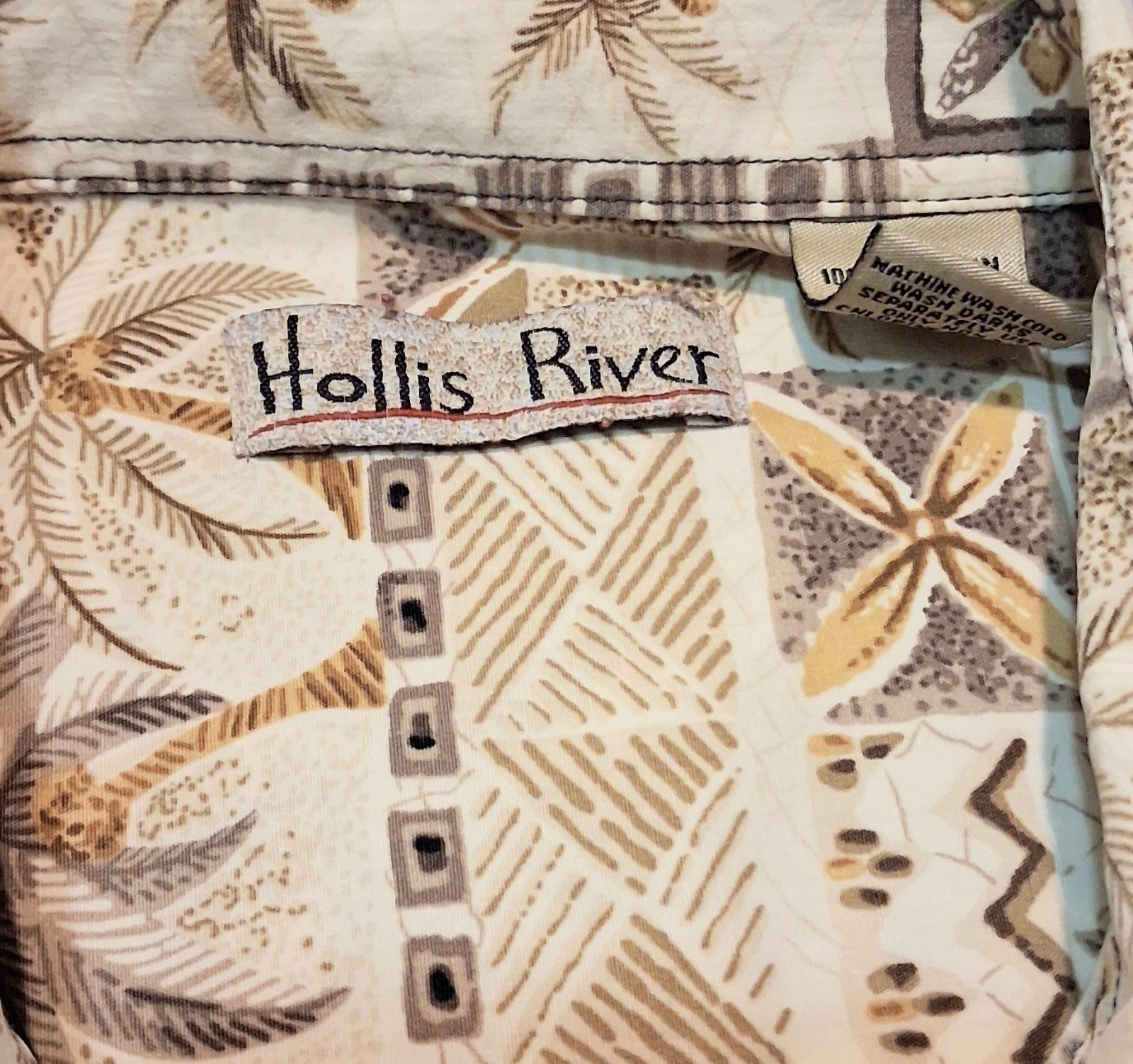 MENS VINTAGE HOLLIS RIVER LOT OF 2 PALM TREE HAWIIAN BUTTON UP SHIRTS LARGE EUC