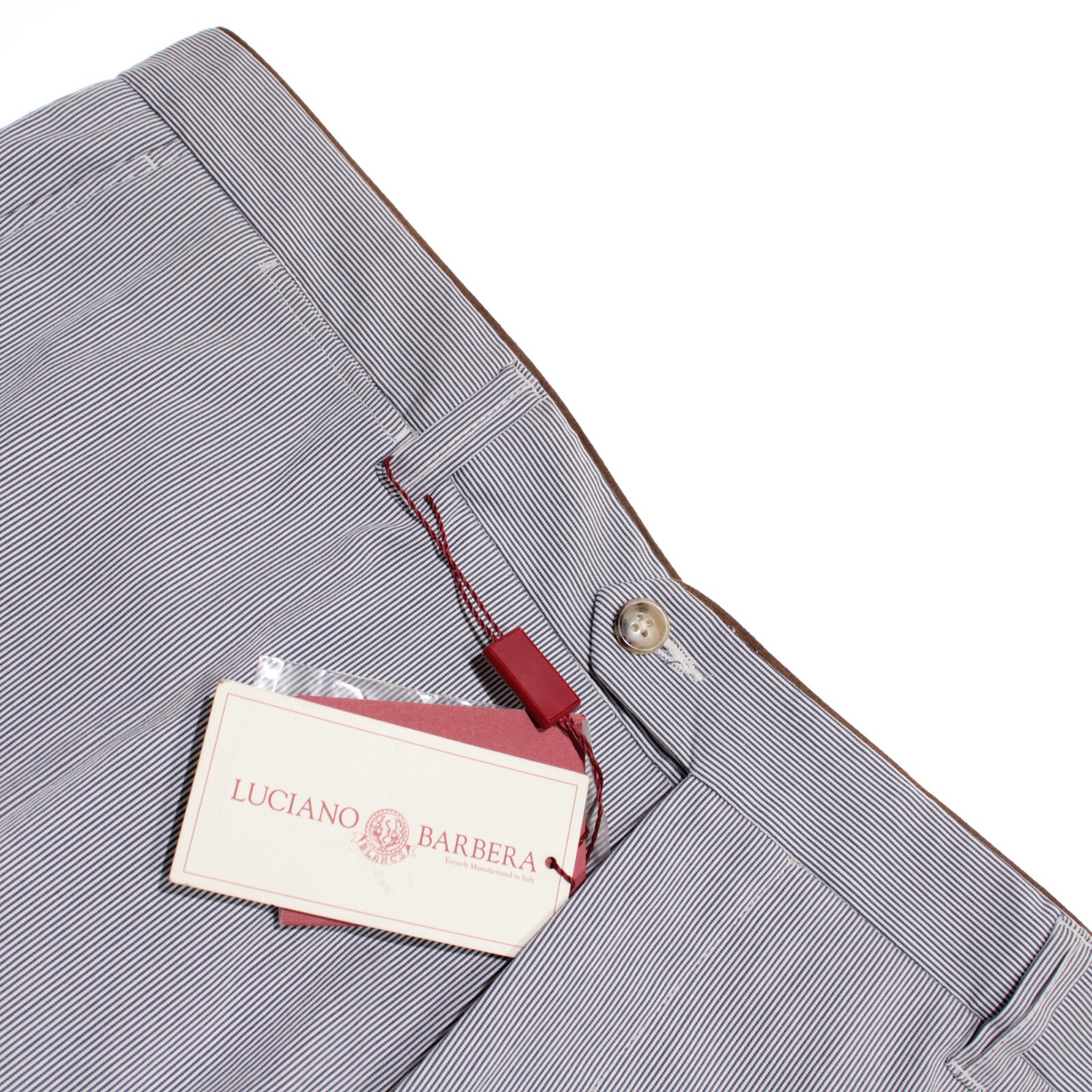 Luciano Barbera NWT Casual Pants / Chinos Size 56 US 40 in Blue Mini Stripes