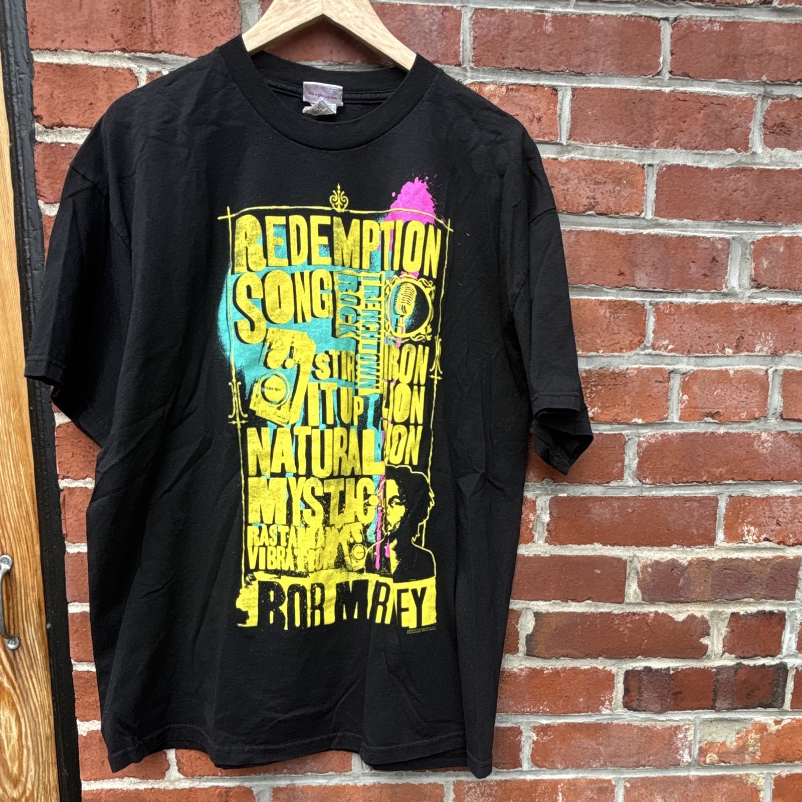 Philcos Bob Marley Redemption Song Graphic T-Shirt Black XL Preshrunk Crew Neck