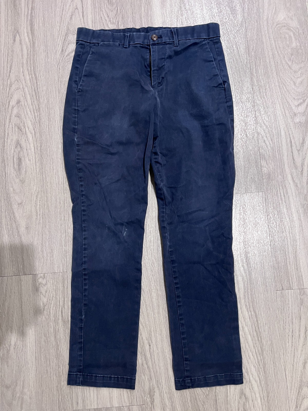 Gap Men’s Chino Pant Size 30/30 Navy Cotton Stretch Pleated Skinny Leg Button