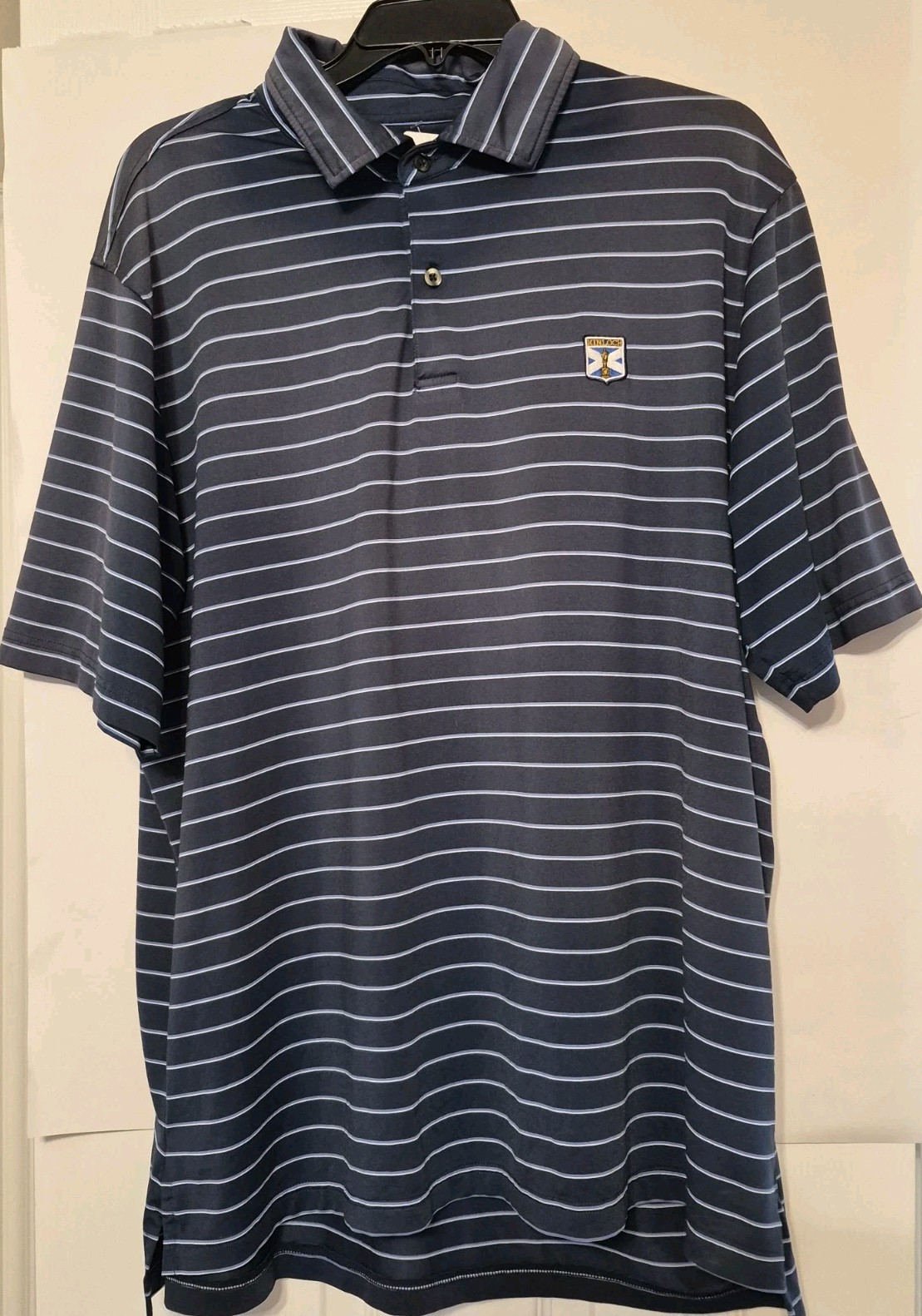 Fairway & Greene Polo Men’s X-Large Blue Stripe Golf Kinloch USA Logo Stretch