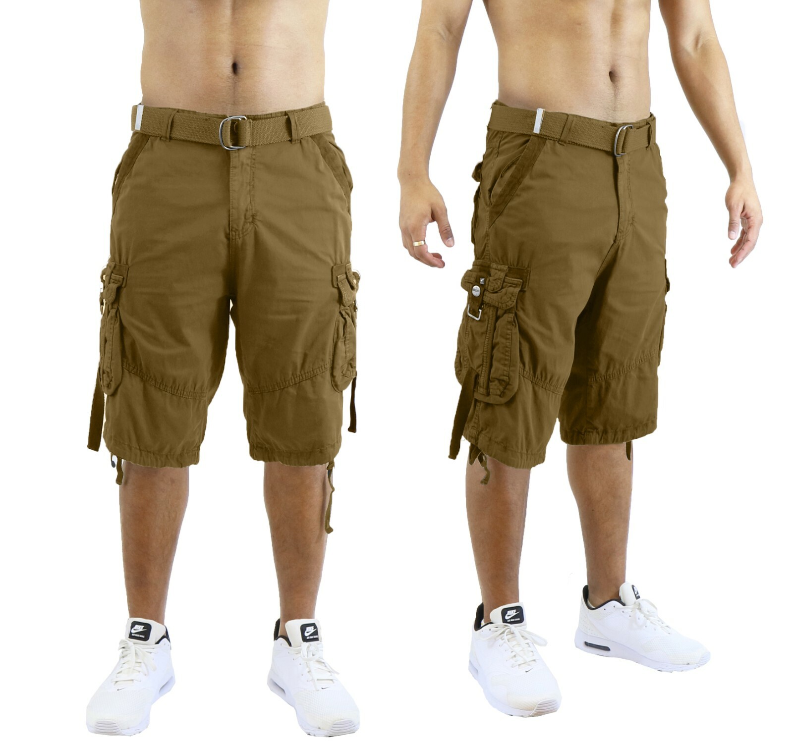 Mens Vintage Cargo Utility Shorts Includes belt Perfect for Camping and Hiking
