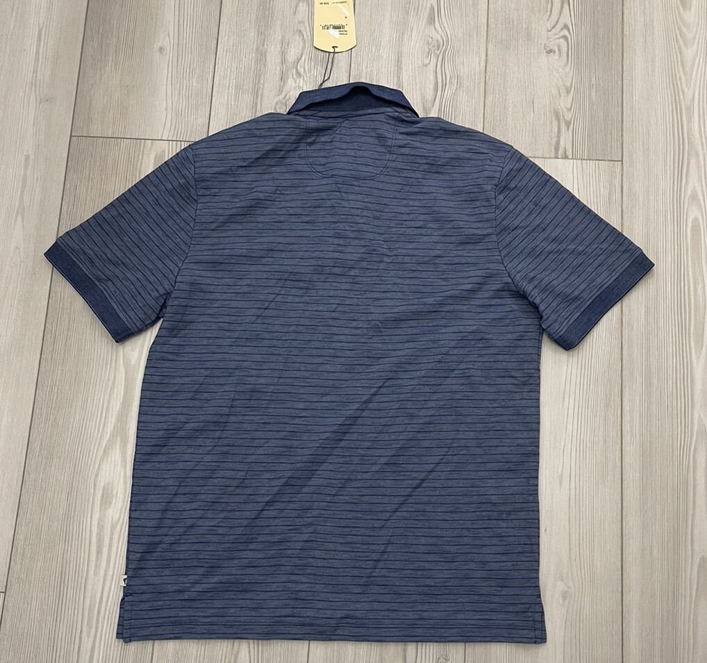 Tommy Bahama Mens Striped Polo Shirt Regular Fit Short Sleeve Island Navy Sz Sm