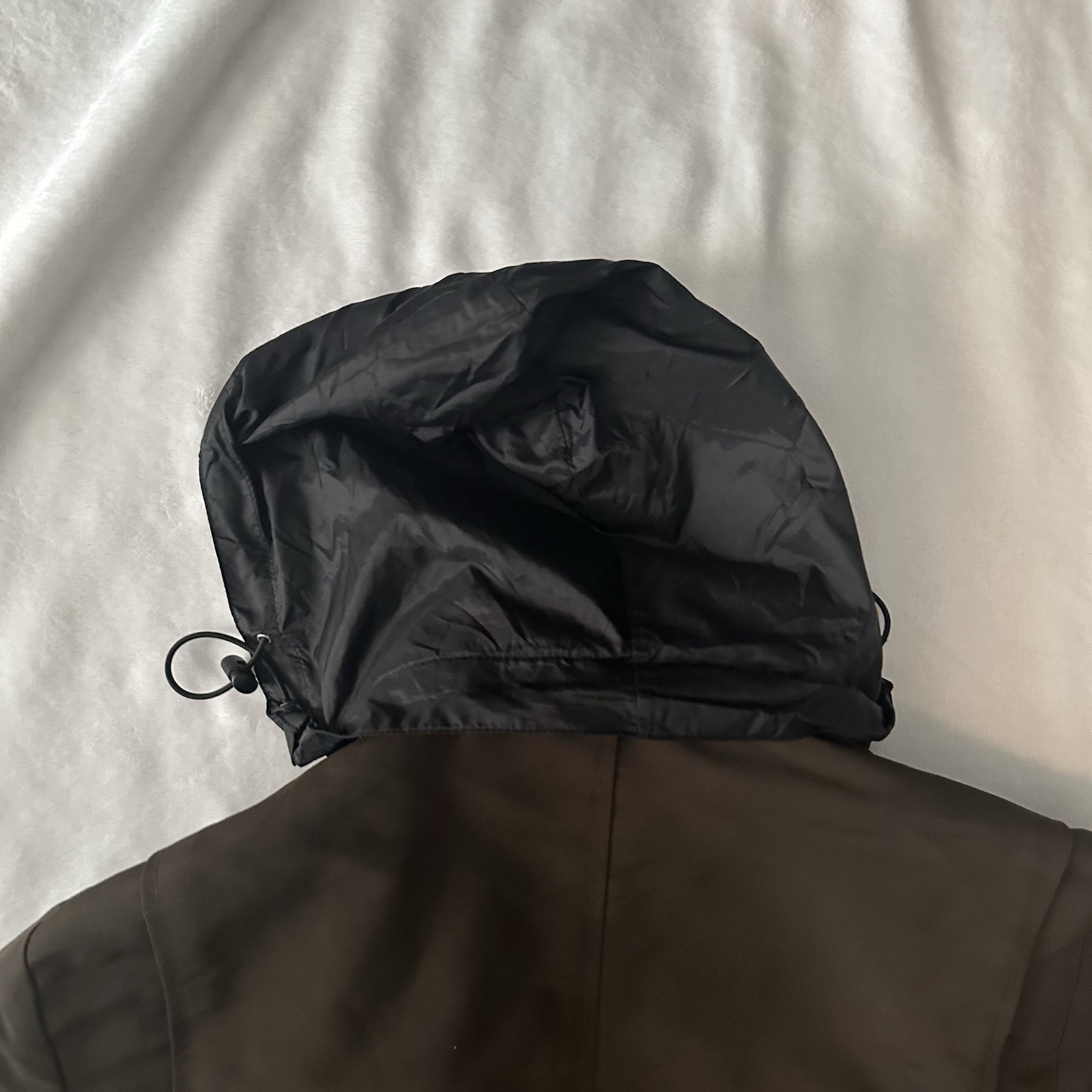 GAP Jacket Men’s Size Small Brown Zip Parka Quilted Lined Hidden Hood RN 54023