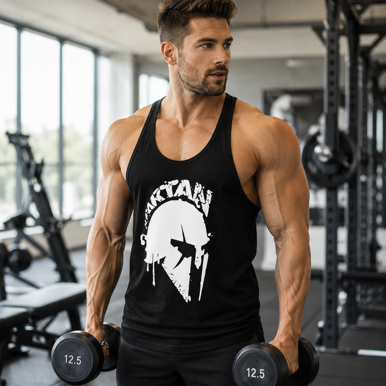 Men Tank Top Bodybuilding Gym Workout Fitness Cotton Sleeveless Stringer Vest