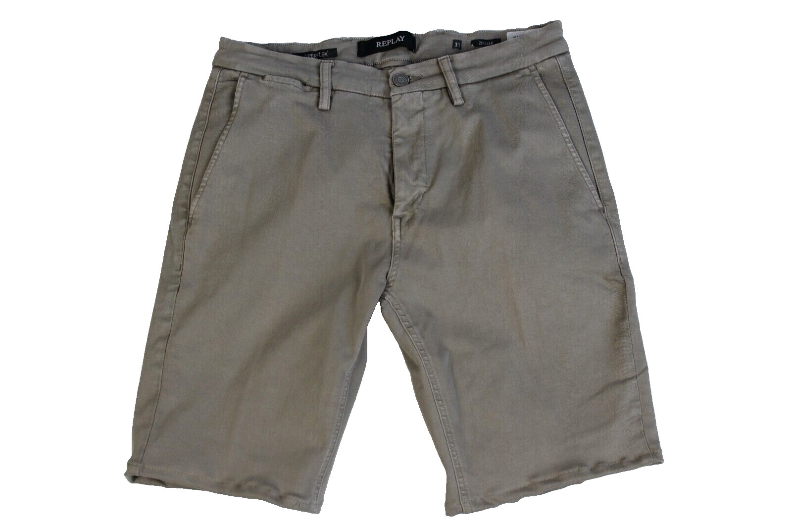 REPLAY SHORTS Mens Jeans – Zeumar Hyperflex – W31 – Sand Dark Beige – New