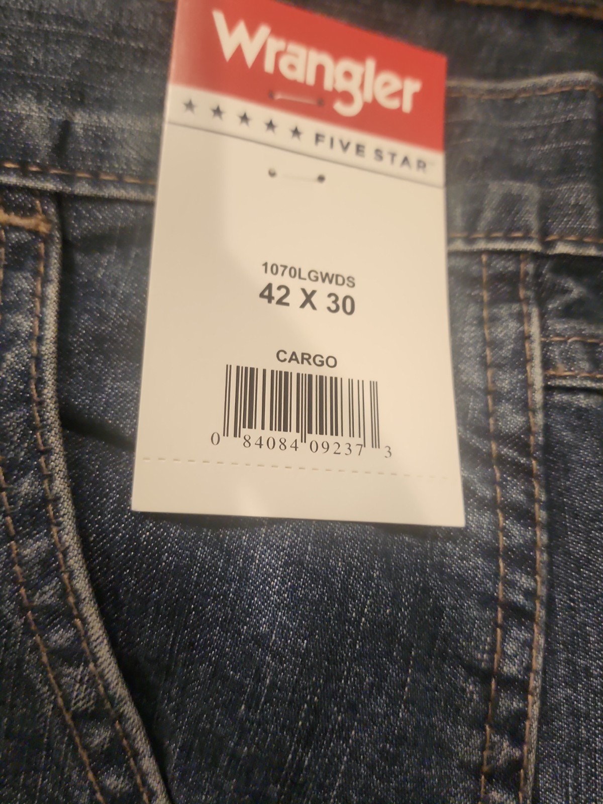 Wrangler Men’s Cargo Jeans 6 Pocket – Relaxed Fit – 1070LGWDS 42×30