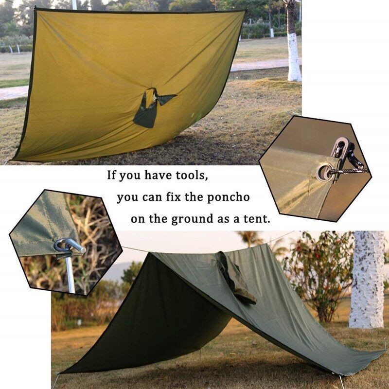 3 in 1 Multifunctional Raincoat Waterproof Rain Poncho Backpack Hiking RainCover