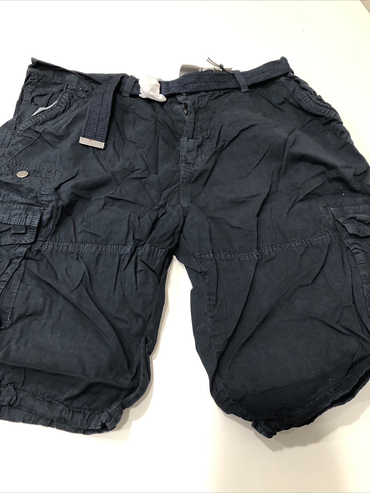 Blu Rock Men’s Navy Cargo Shorts With Belt Size 30