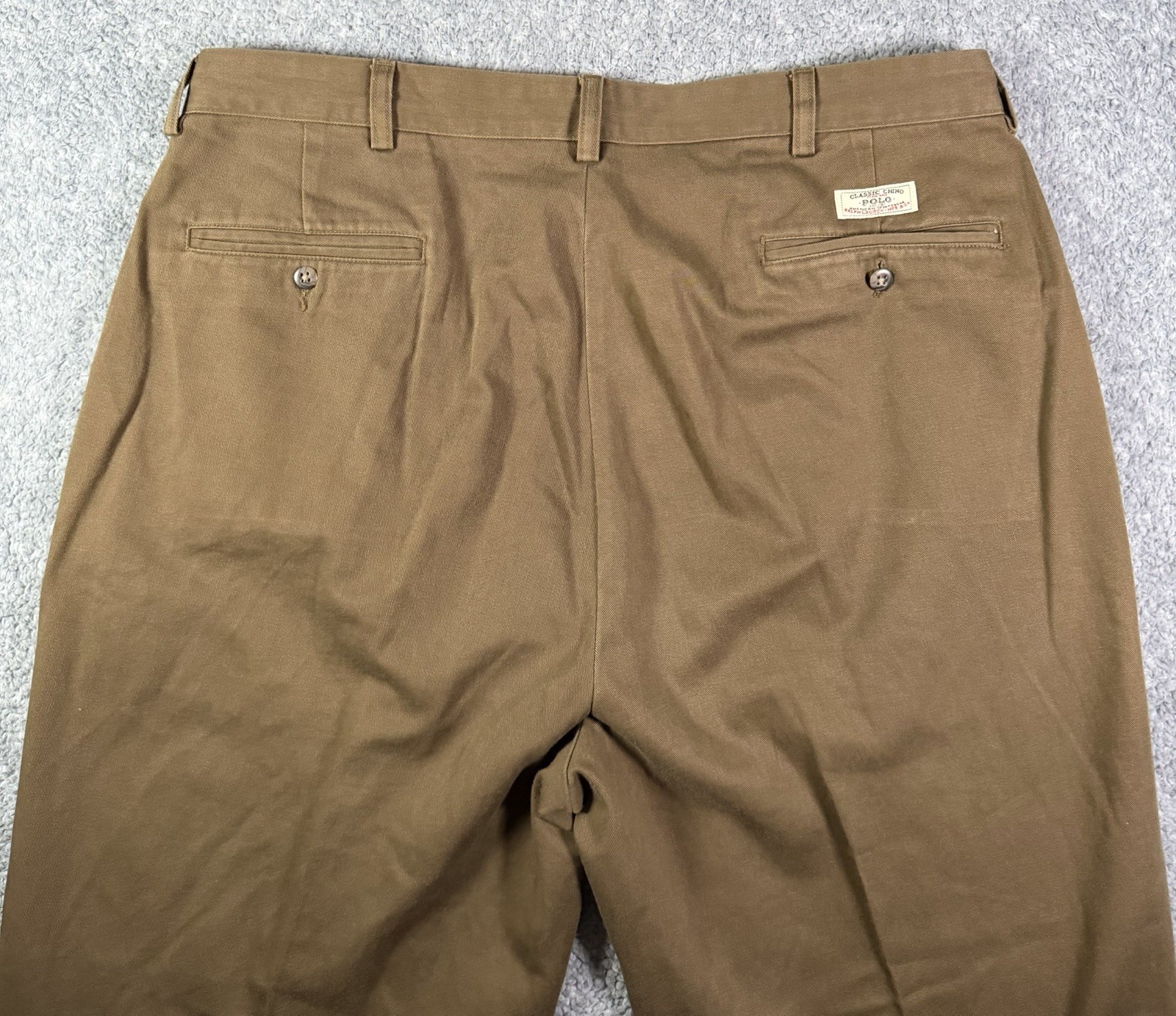 Vintage Polo Ralph Lauren Pants Mens 38×30 Brown Double Pleated Chino Andrew