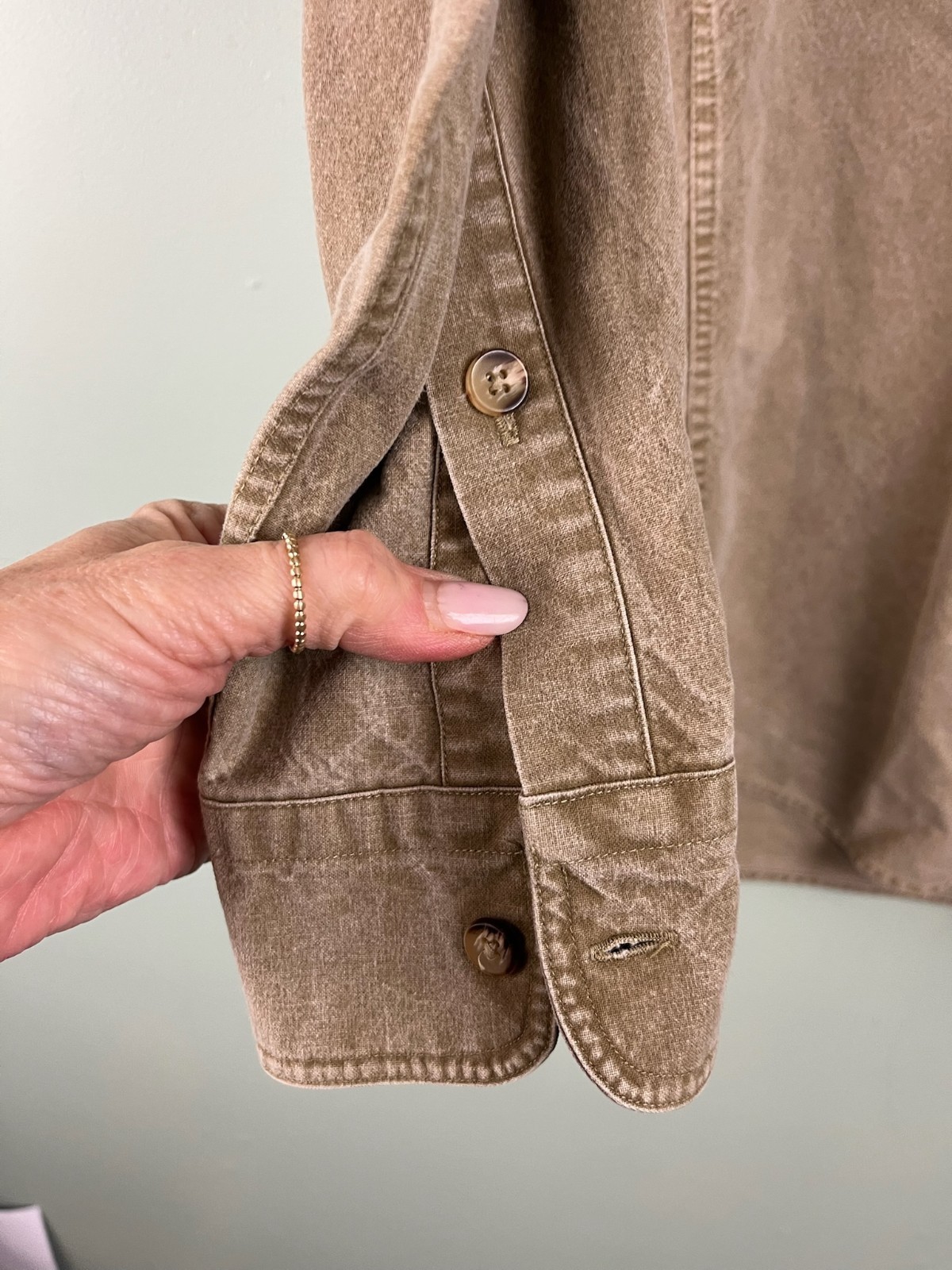 Vintage 80s Banana Republic Men’s Utility Button Shirt Canvas Size Small Safari