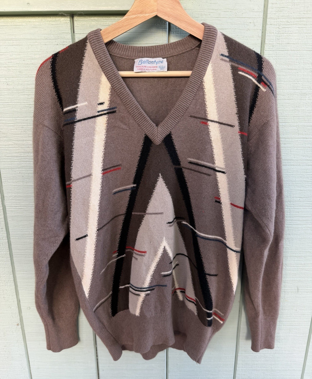 Ballantyne Cashmere V Neck Sweater Geometric Men’s 102 CM / 40″
