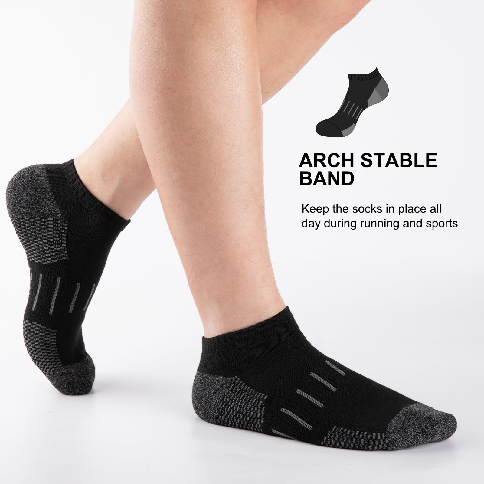 Men’s Athletic Ankle Socks Moisture Wicking Cushion Sports Running Low Cut So…