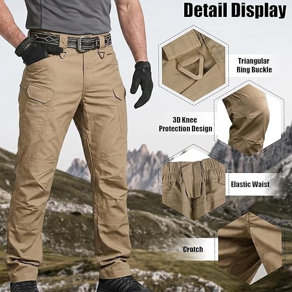 Mens Cargo Pants Tactical Waterproof Work Outdoor Hiking Combat Trousers USA