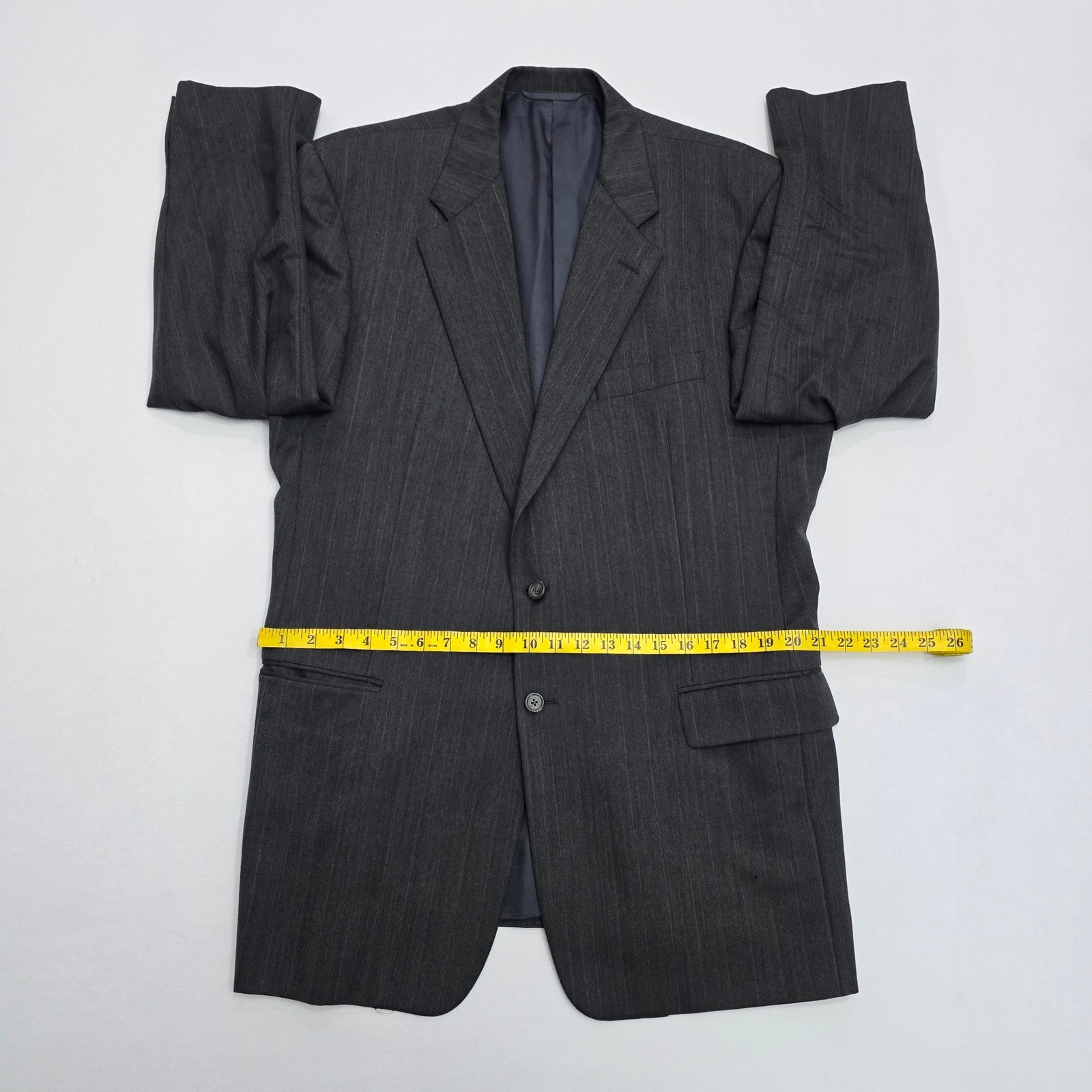 Hickey Freeman Nordstrom Mens 44L Blazer Wool Pinstripe Charcoal Grey Sport Coat