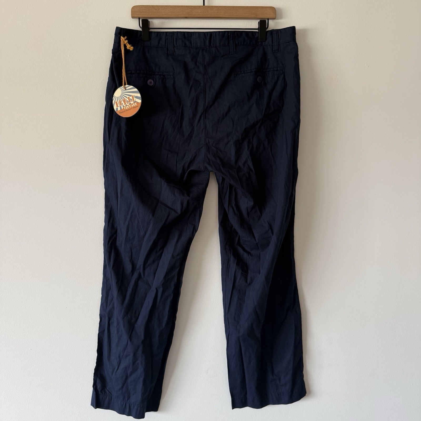 BERLE VINTAGE Washed Stoned & Beaten Pants Blue Cotton~SEE MEASUREMENTS NWT