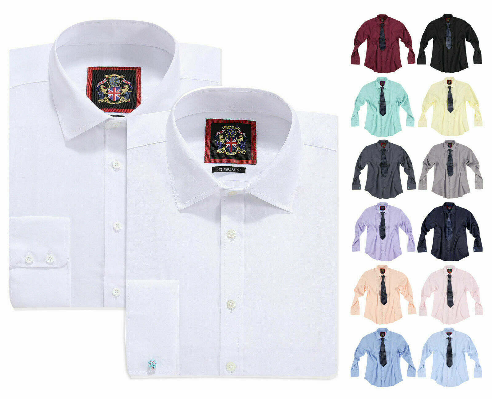 Mens Long Sleeve White Shirt Work Formal Business Regular Fit (size 14.5 to 22)
