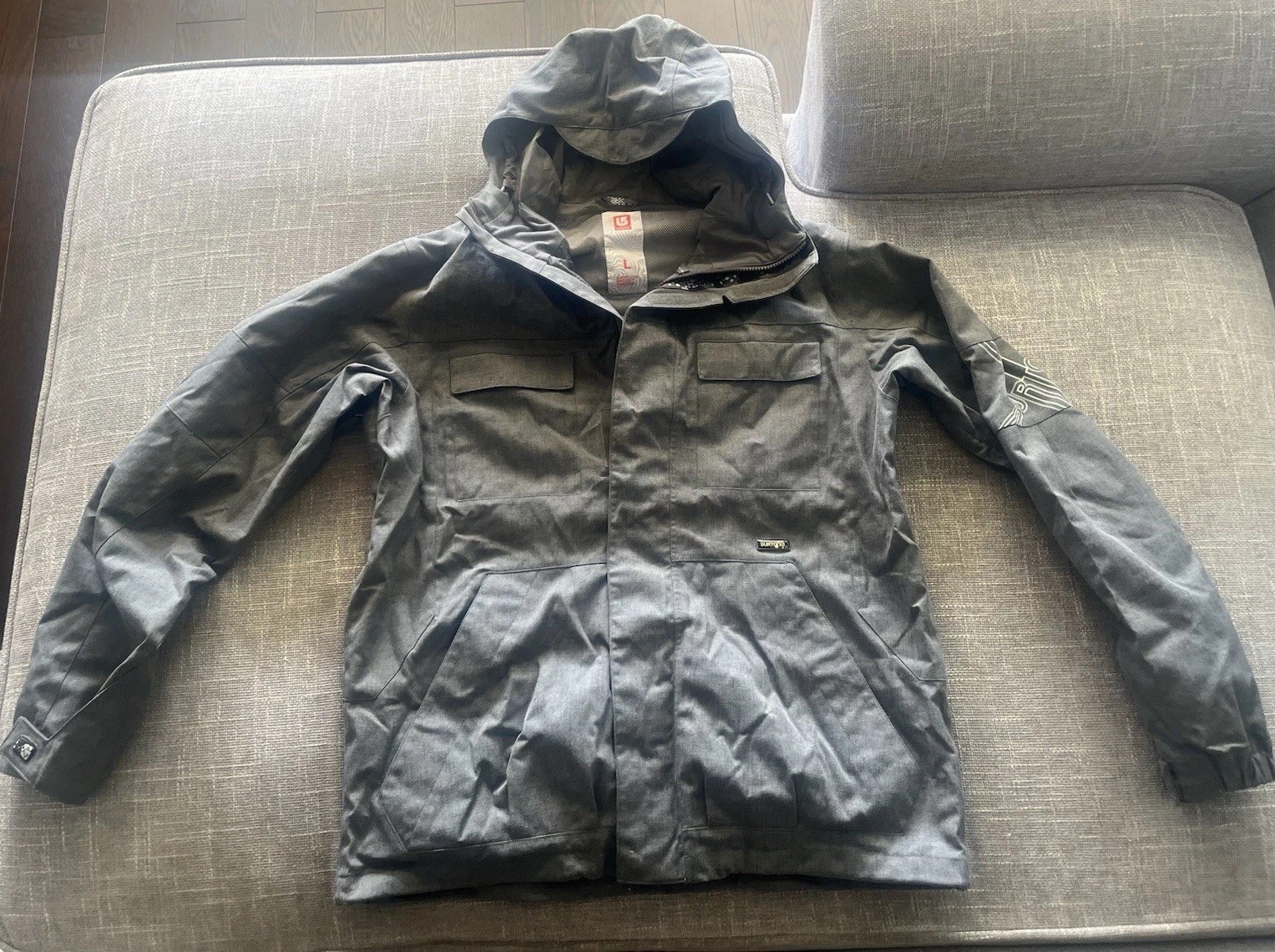 Burton Element DryRide Mens Large Snowboard Ski Jacket Gray Full Zip