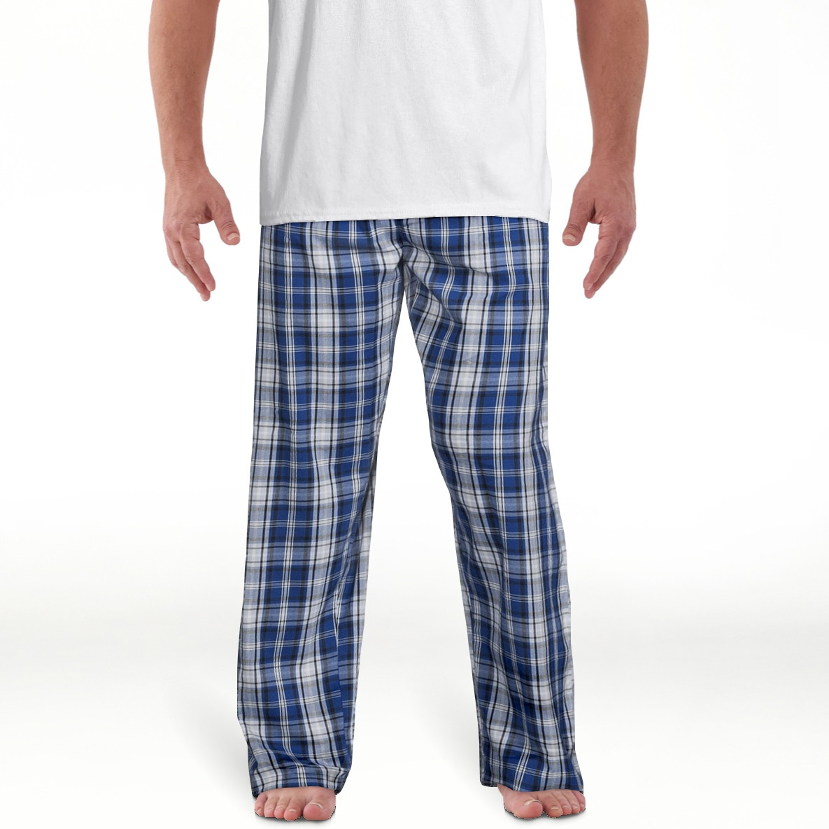 Hanes Mens Pajama Pant Size 2XL Blue/White Plaid Tag Free Comfort 2-Pack Loungew
