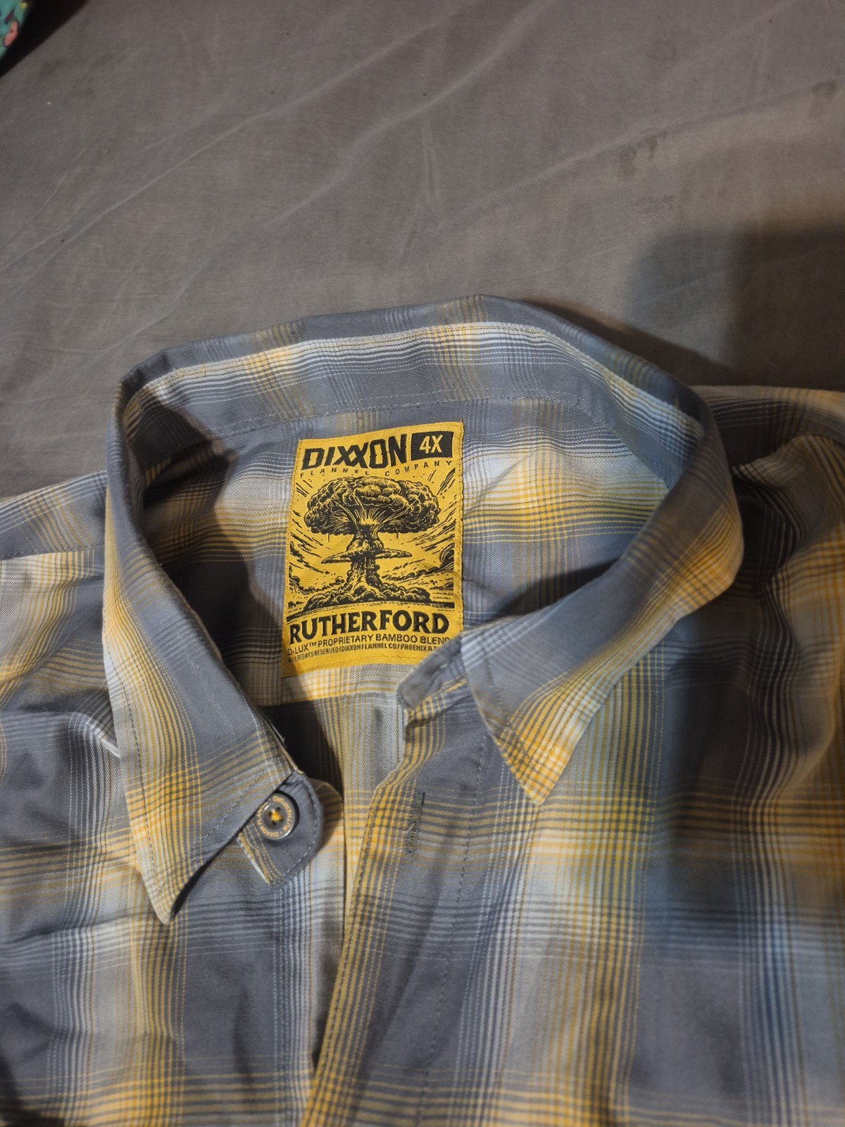 Dixxon Flannel Bamboo Blend Short Sleeve Plaid Shirt Men 4X Yellow Grey