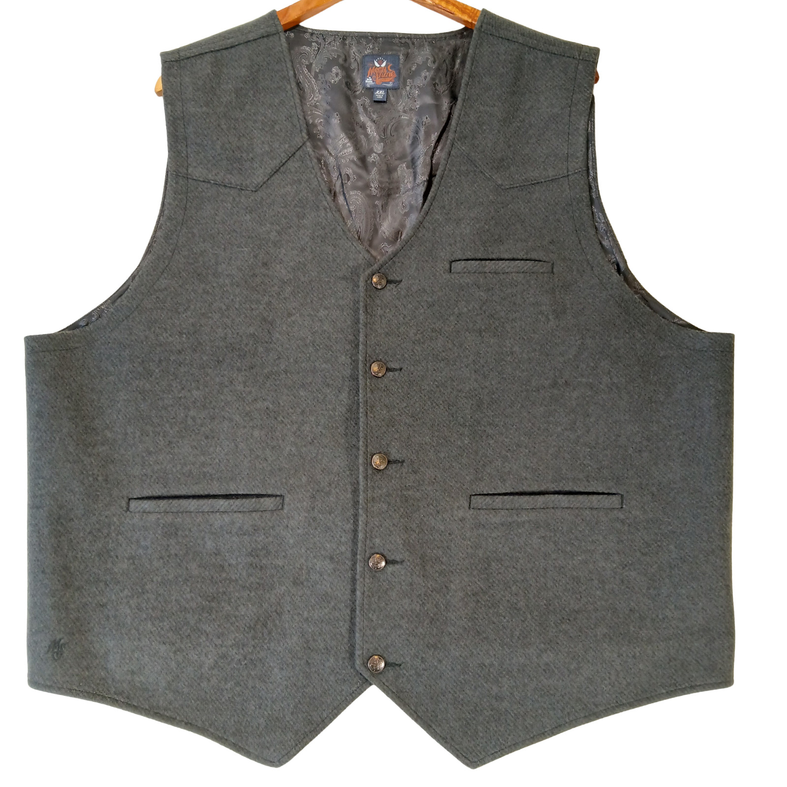 Moonshine Spirit by Brad Paisley Western Vest Mens 2XL Gray Cowboy Formal