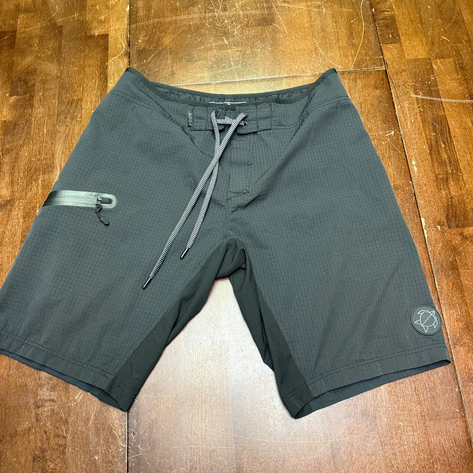 Laird Board Shorts Mens 32 Grey Ripstop Waterproof Pocket Lace Up Swim 10″