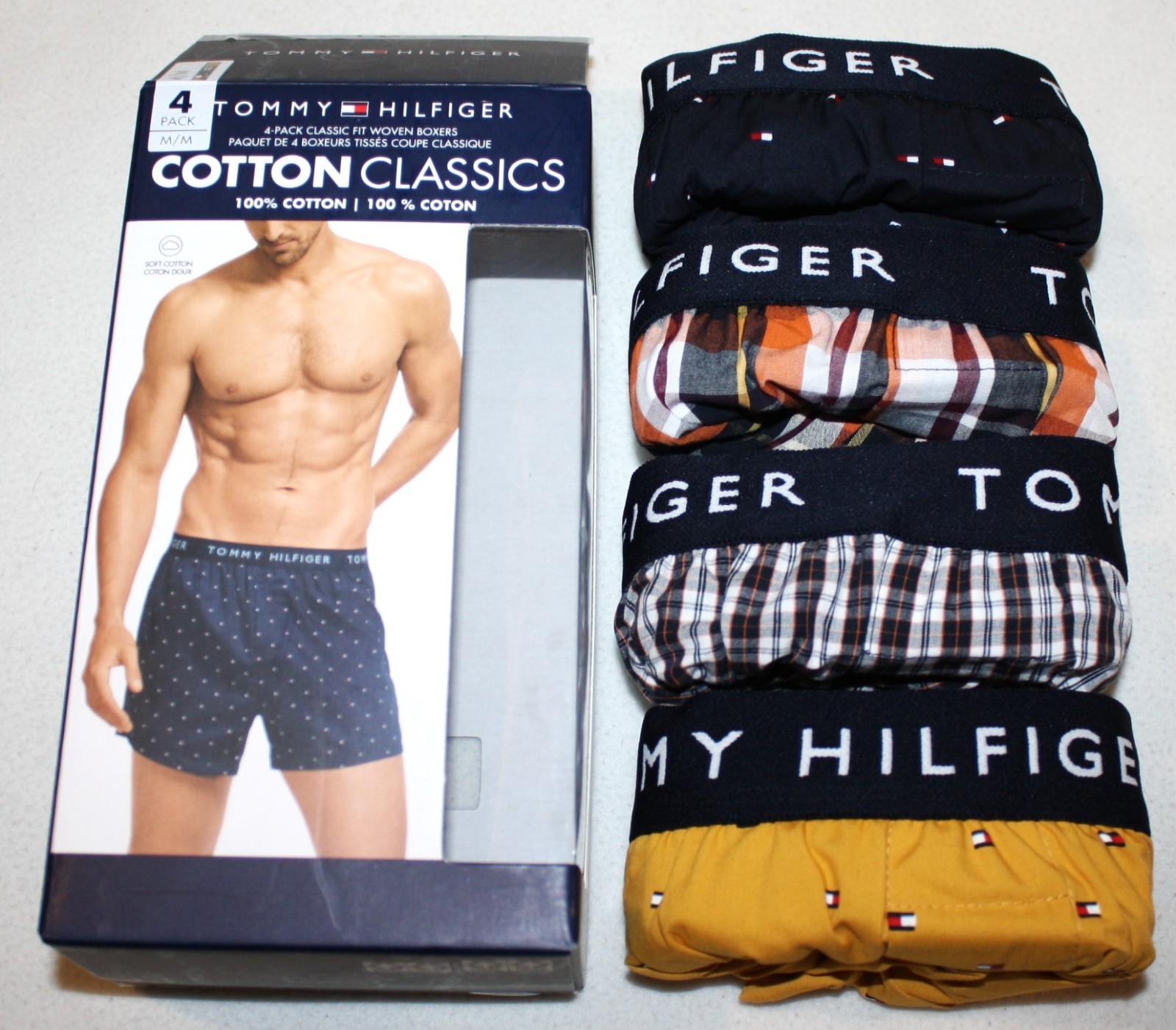 4 Tommy Hilfiger Woven Boxers Cotton Men’s M L Underwear Classic Fit $49.50