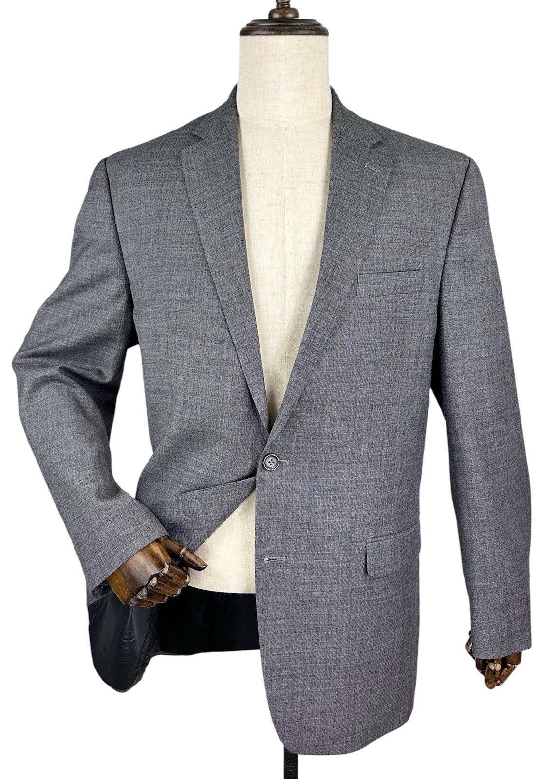 Chaps Gray Casual 2 Piece Suit Blazer Jacket Sport Coat Mens 44L Pants 42×30