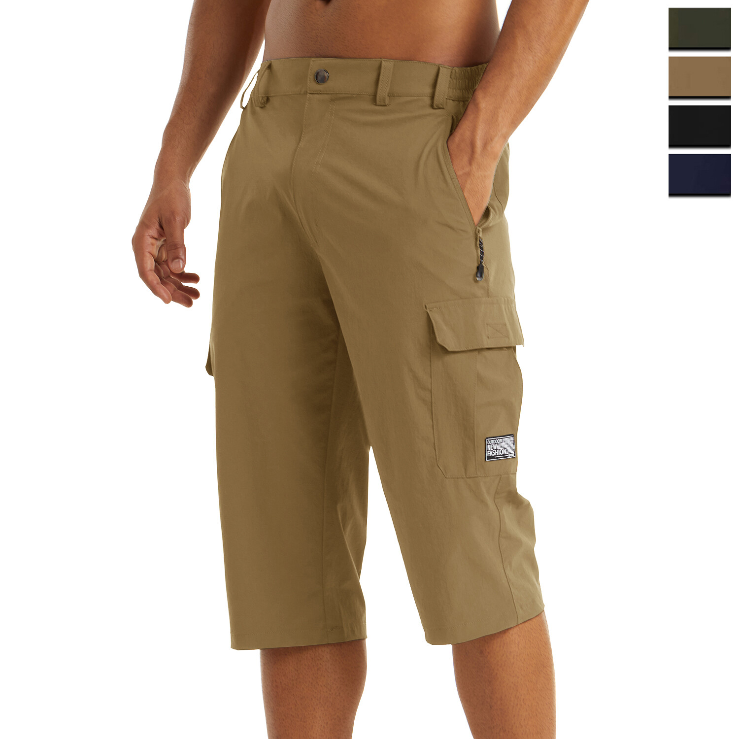 Men’s 3/4 Capri Shorts Quick Drying Outdoor Hiking Sport Below Knee Cargo Shorts