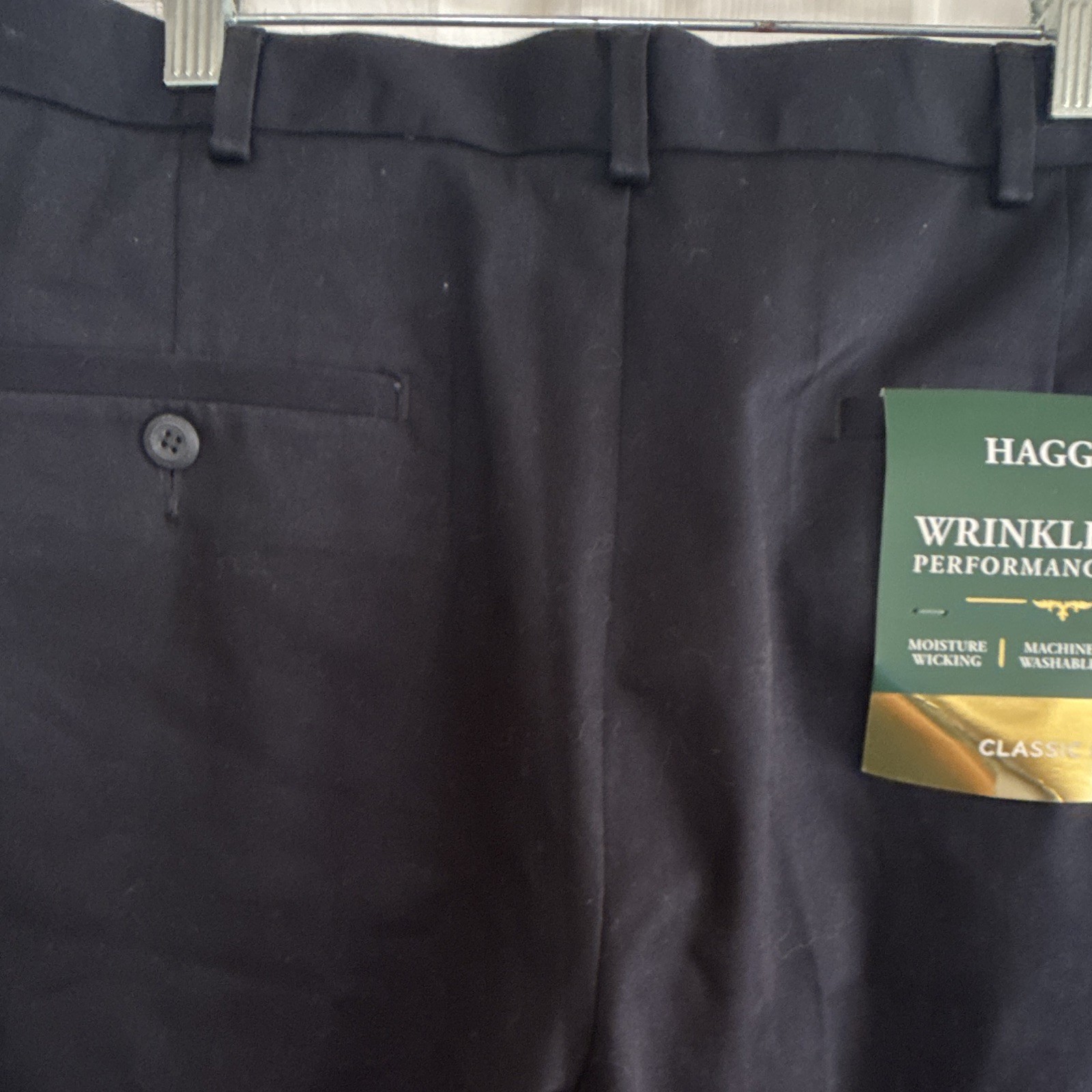 NWT Haggar Wrinkle Free Performance Flat Front Men’s Classic Fit Black 34x 30