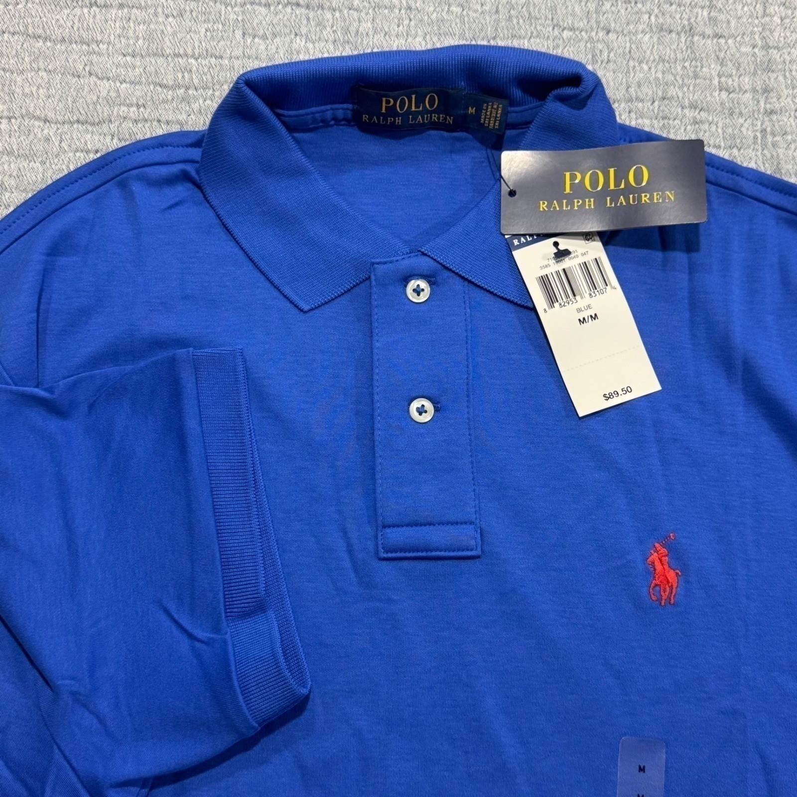 New Polo Ralph Lauren Golf Polo Soft Cotton Shirt Men’s Medium Blue W/ Red Pony