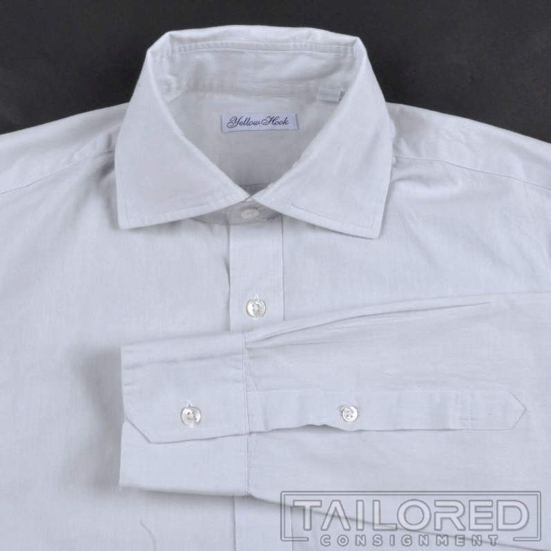 YELLOW HOOK Solid Blue 100% Cotton Mens Luxury Dress Shirt – Size 1 / SMALL