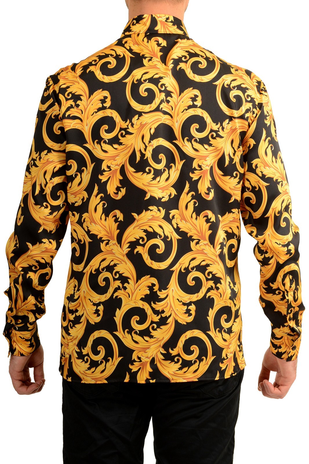 Versace Men’s Black & Gold Barocco Print Long Sleeve Shirt US 3XL IT 58