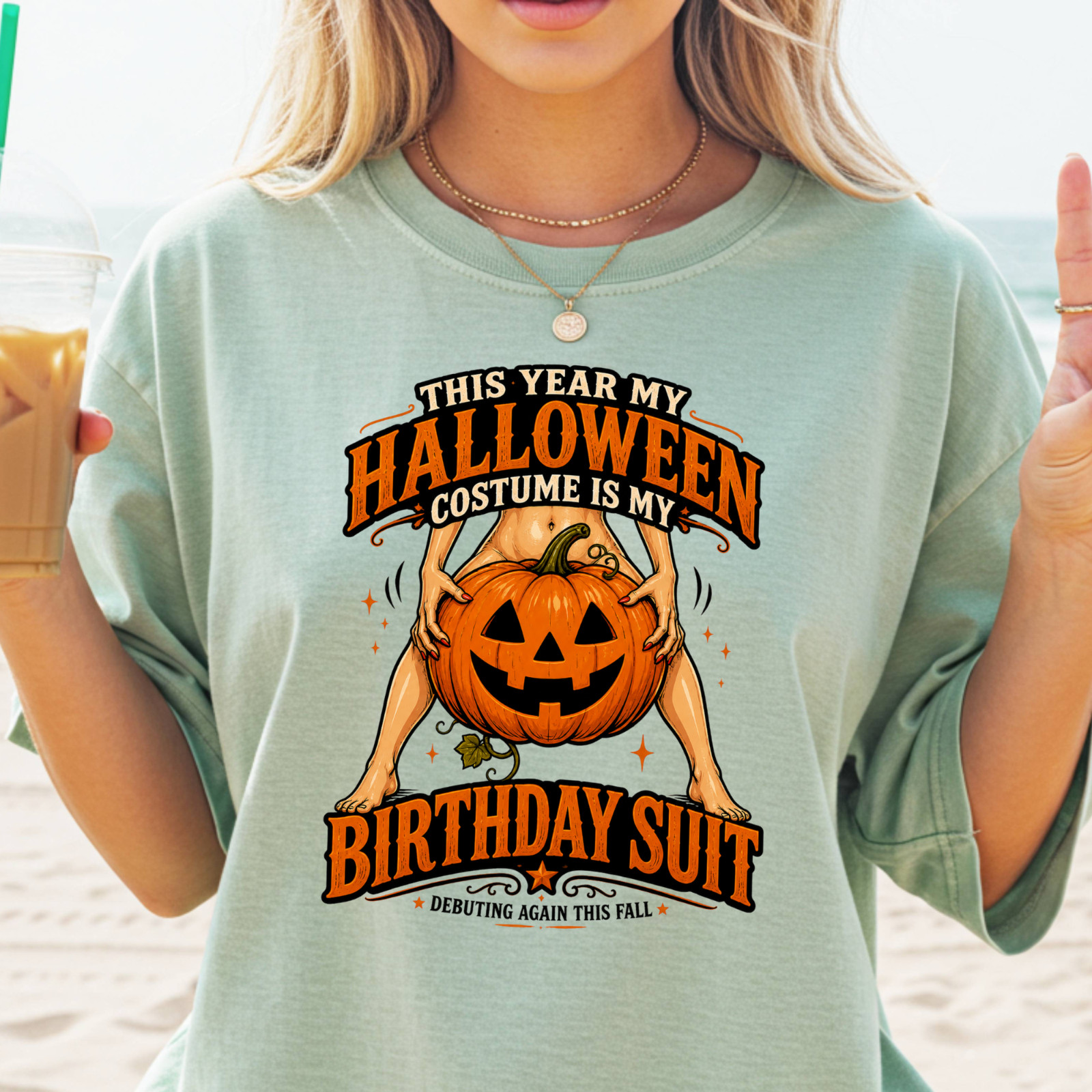 Halloween Costume Is My Birthday Suit T-Shirt | Fall Shirt for Nudists