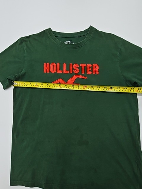 Hollister Boys T-Shirt Green Logo Graphic Youth Regular Crewneck Size L