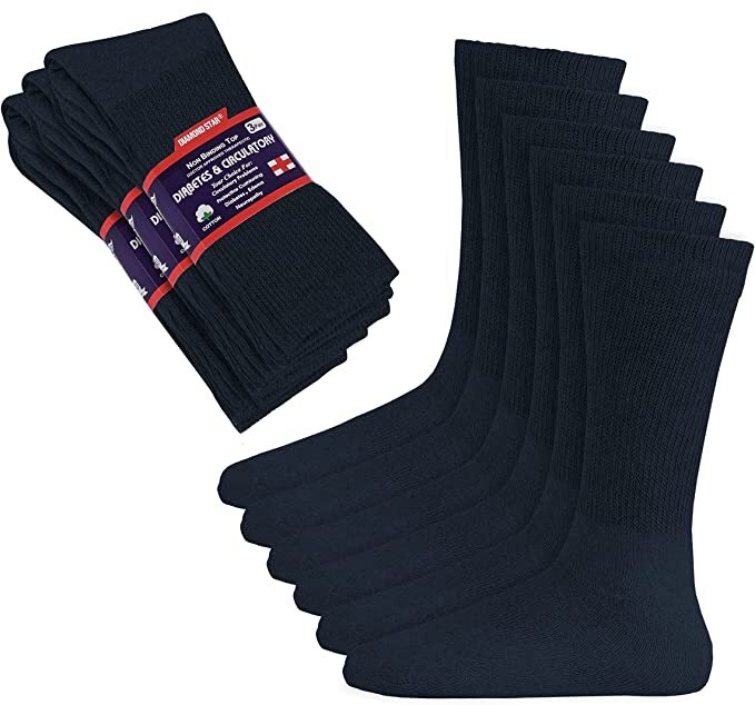 3 6 12 Pairs Men Women Circulatory Health Diabetic Crew Socks 9-11 10-13 13-15