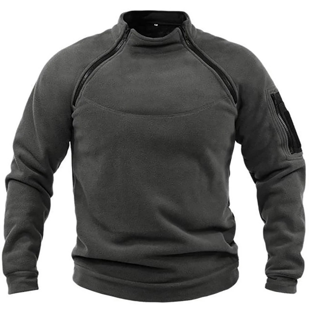 Men’s Tactical Fleece Pullover Mock Neck Military Outdoor Windproof Hoodie