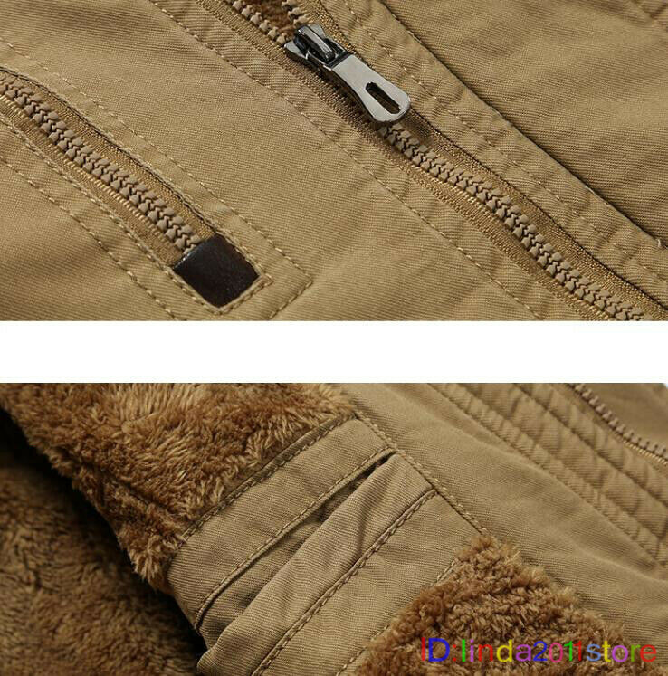 Mens Thick Winter Jacket Wool Lined Warm Hooded Coat Outdoor Military UK Size
