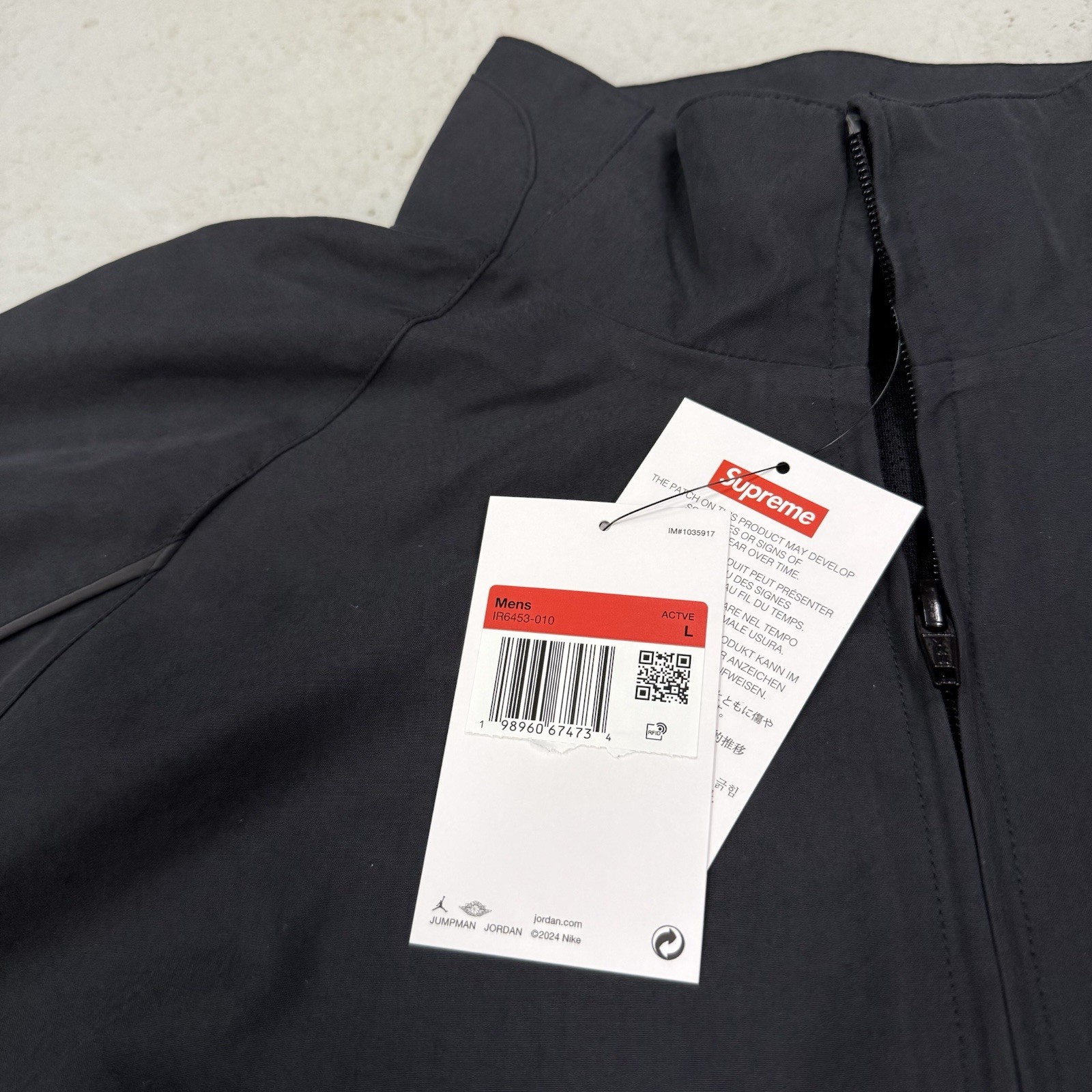 Supreme Jordan Track Jacket Black SS26 IR6453-010 Men’s Size Large L