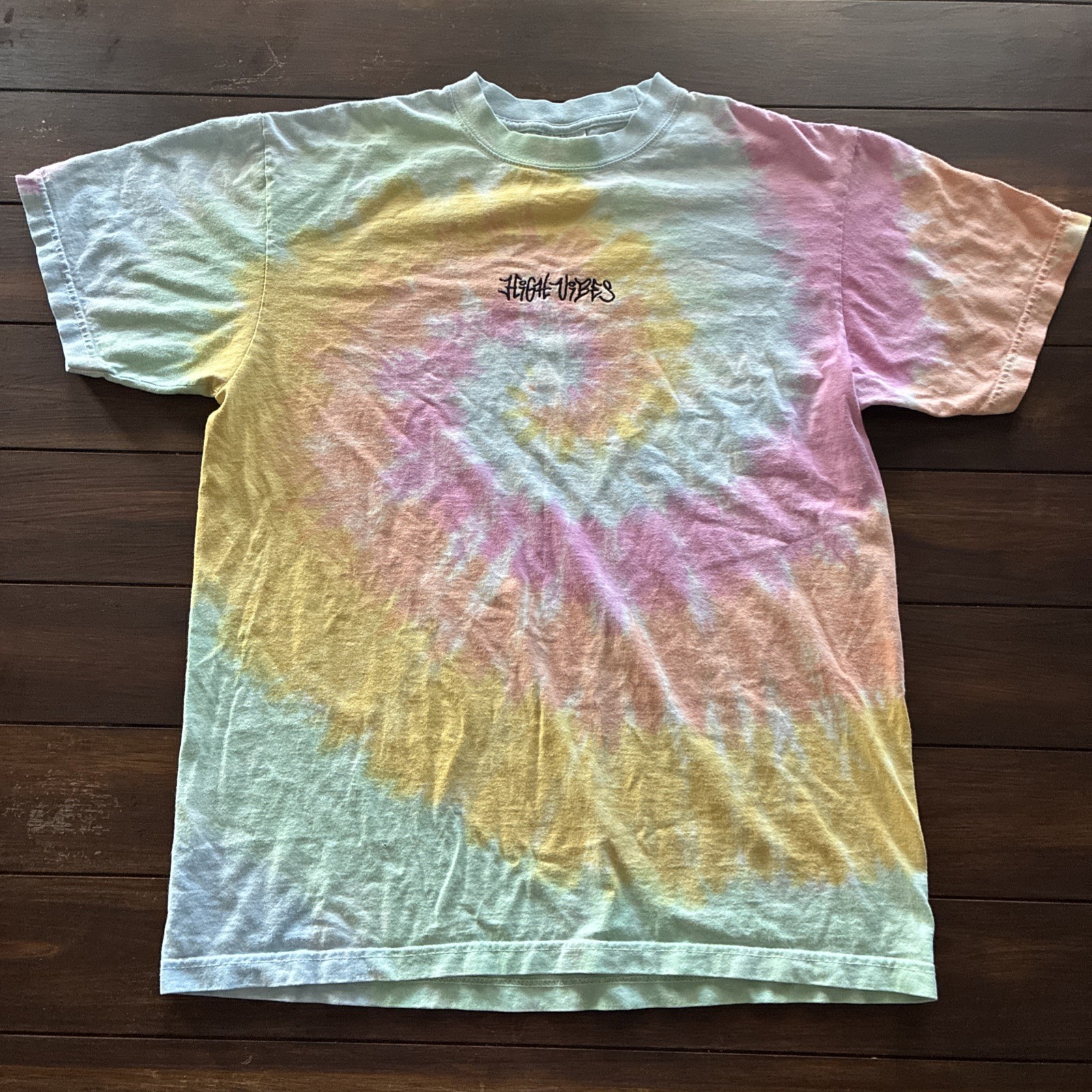 Shaka Wear Heavyweight Tie Dye T-Shirt – Relaxed Fit – SHERBET RAINBOW -Medium