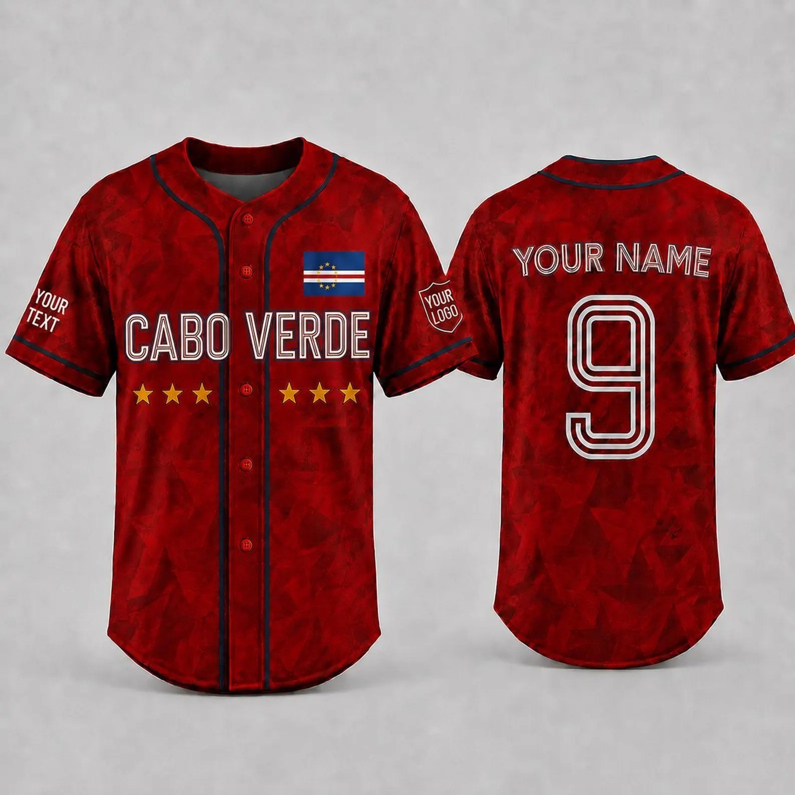 Custom Cabo Verde Baseball Jersey, Personalized Name and Number Cape Verde Red