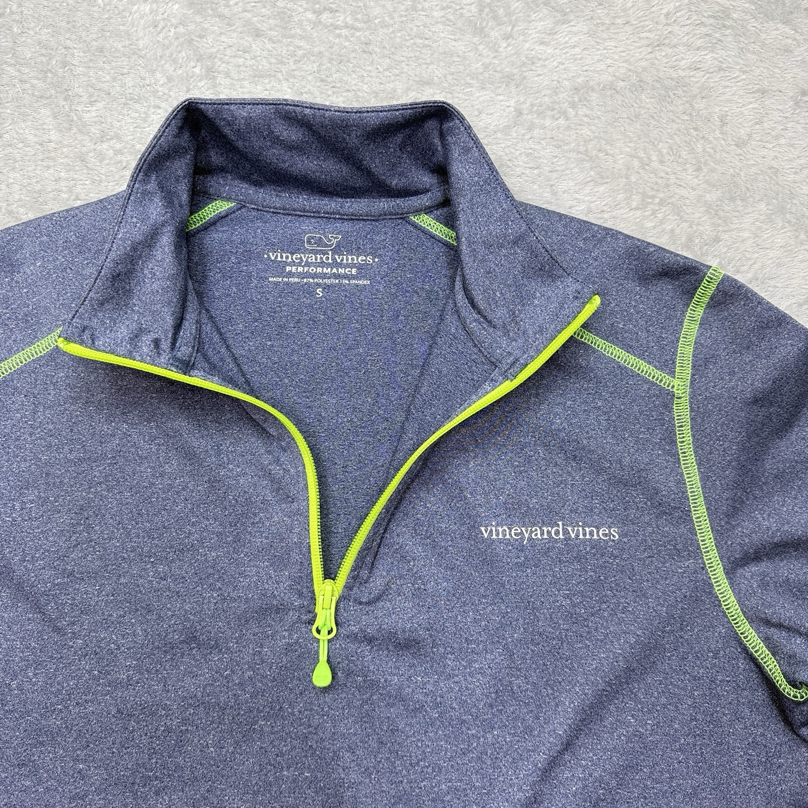 Vineyard Vines Performance 1/4 Zip Pullover Mens S Blue Heather Golf Whale