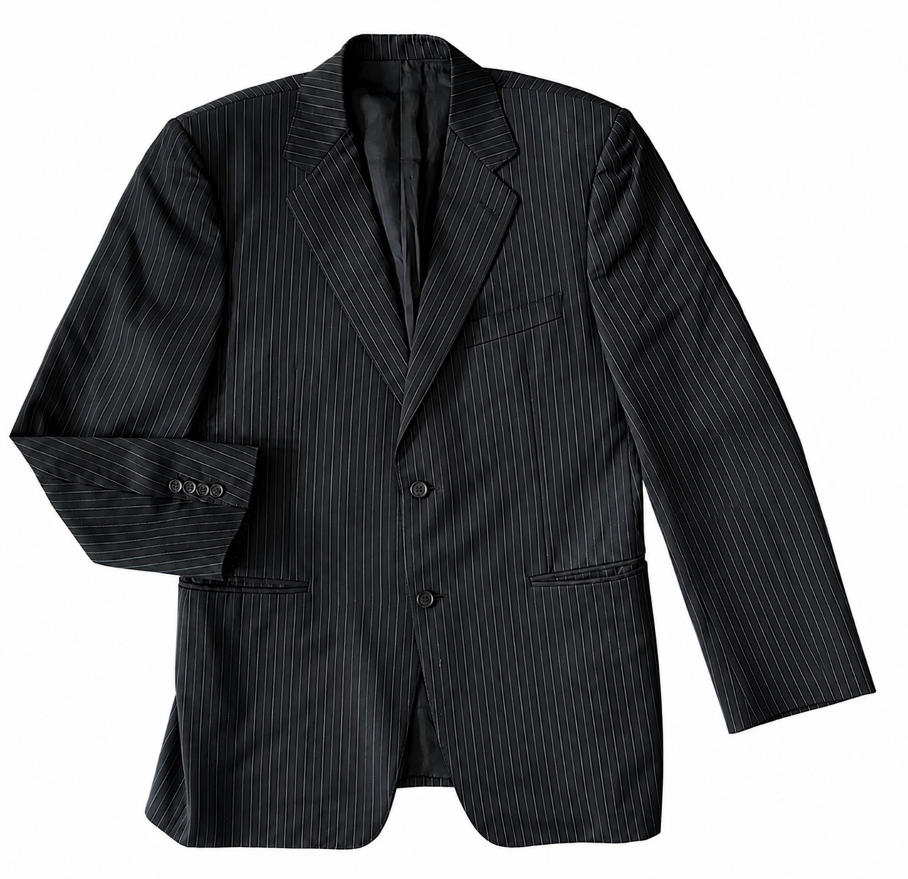 Canali Sport Coat Men 42R Black Gray Pinstripe Super 120s Wool Blazer IT 52R