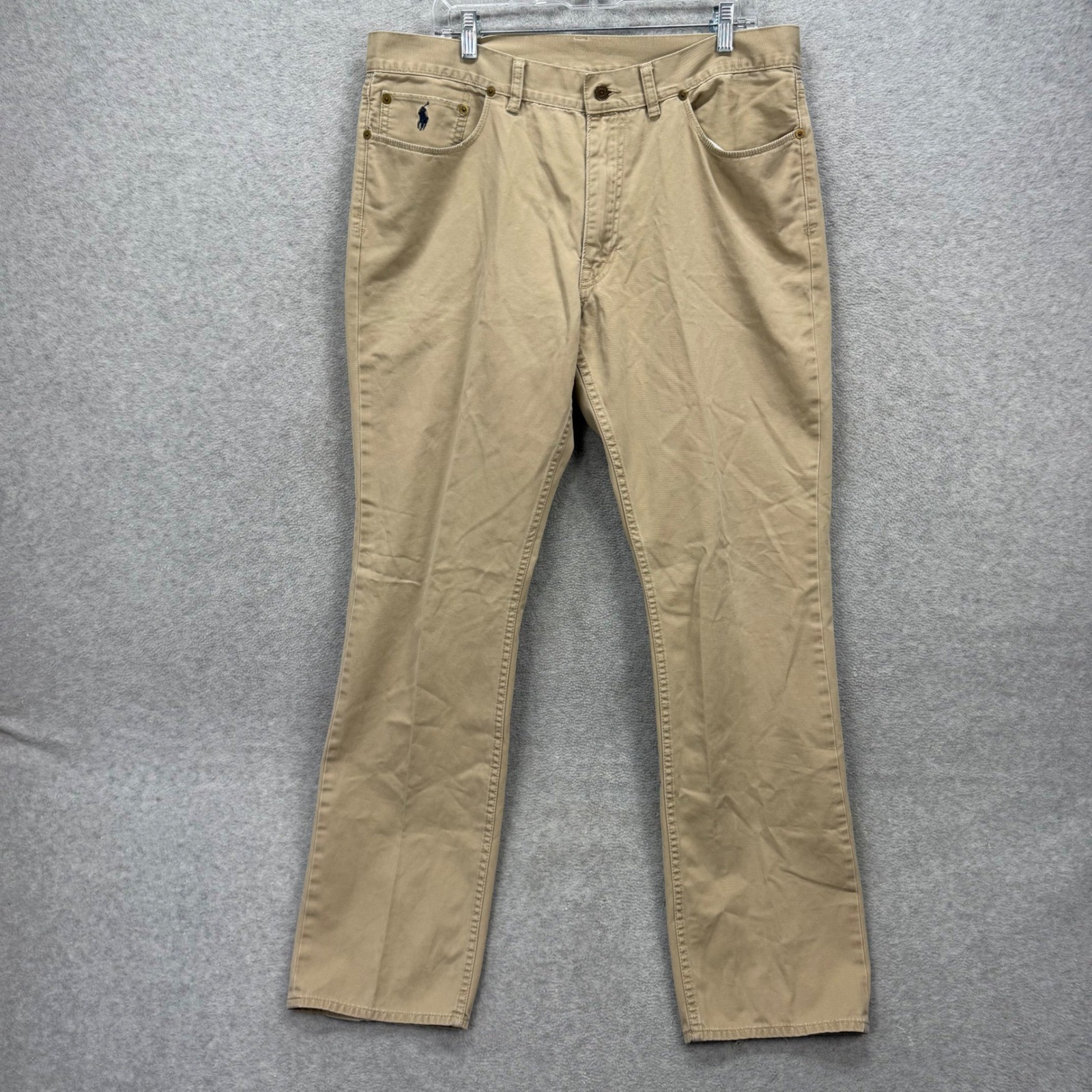 Polo Ralph Lauren 650 Pants Mens 38×34 Tan Khaki Cotton Twill Straight Dungaree