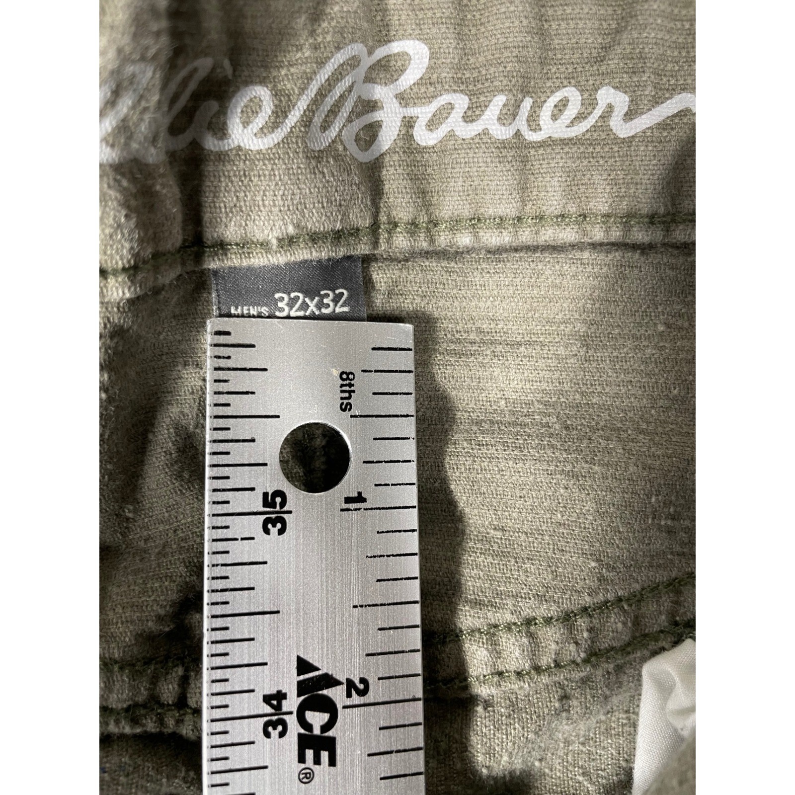 Eddie Bauer Mens Corduroy Pants 32×32 Olive Green Straight Fit Specially Dyed