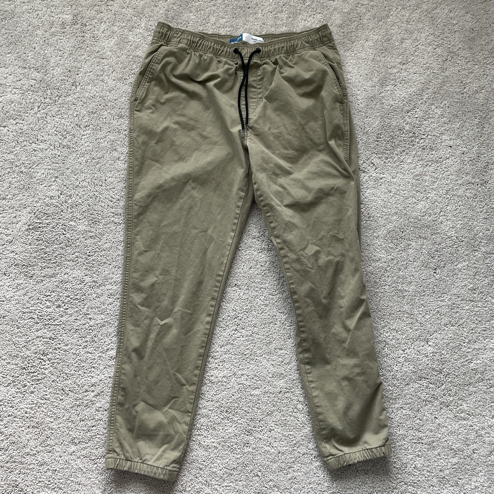 Old Navy Modern Jogger Men L Tan Khaki Built-In Flex Elastic Waist Drawstring