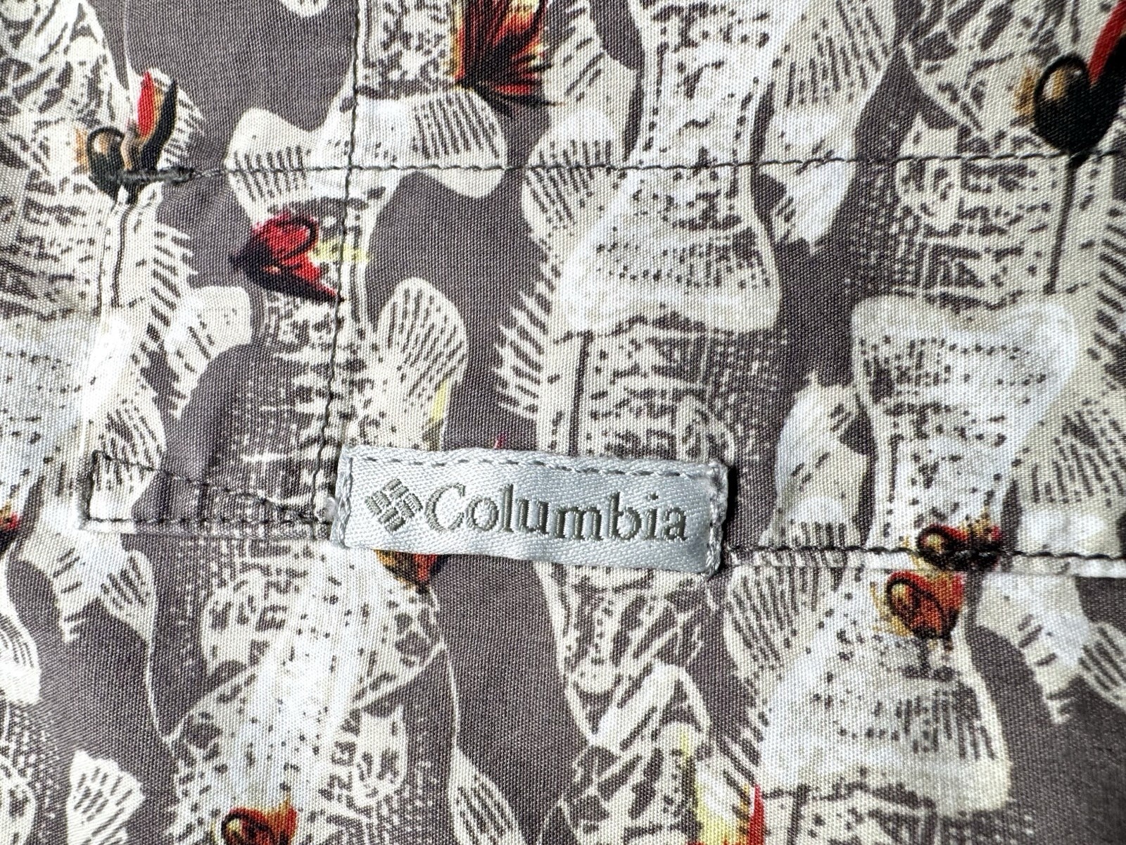 Columbia Men’s Short Sleeve Fishing Camp Fish Cotton Button Shirt Hook Lure XXL