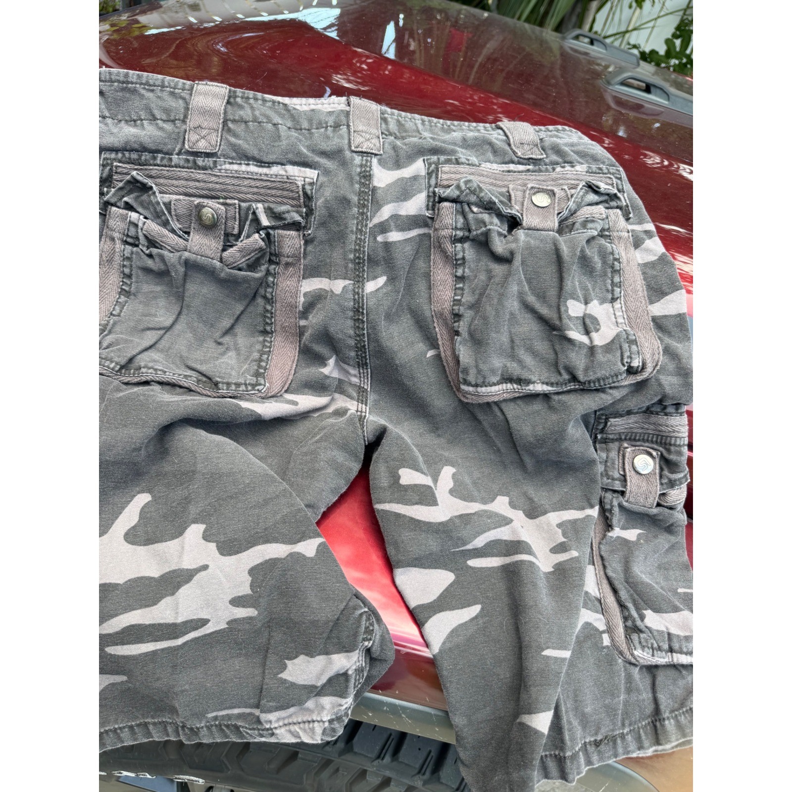 Rogue State Mens Grey Camo Cargo Shorts Size 34 Cotton Utility Tactical Casual