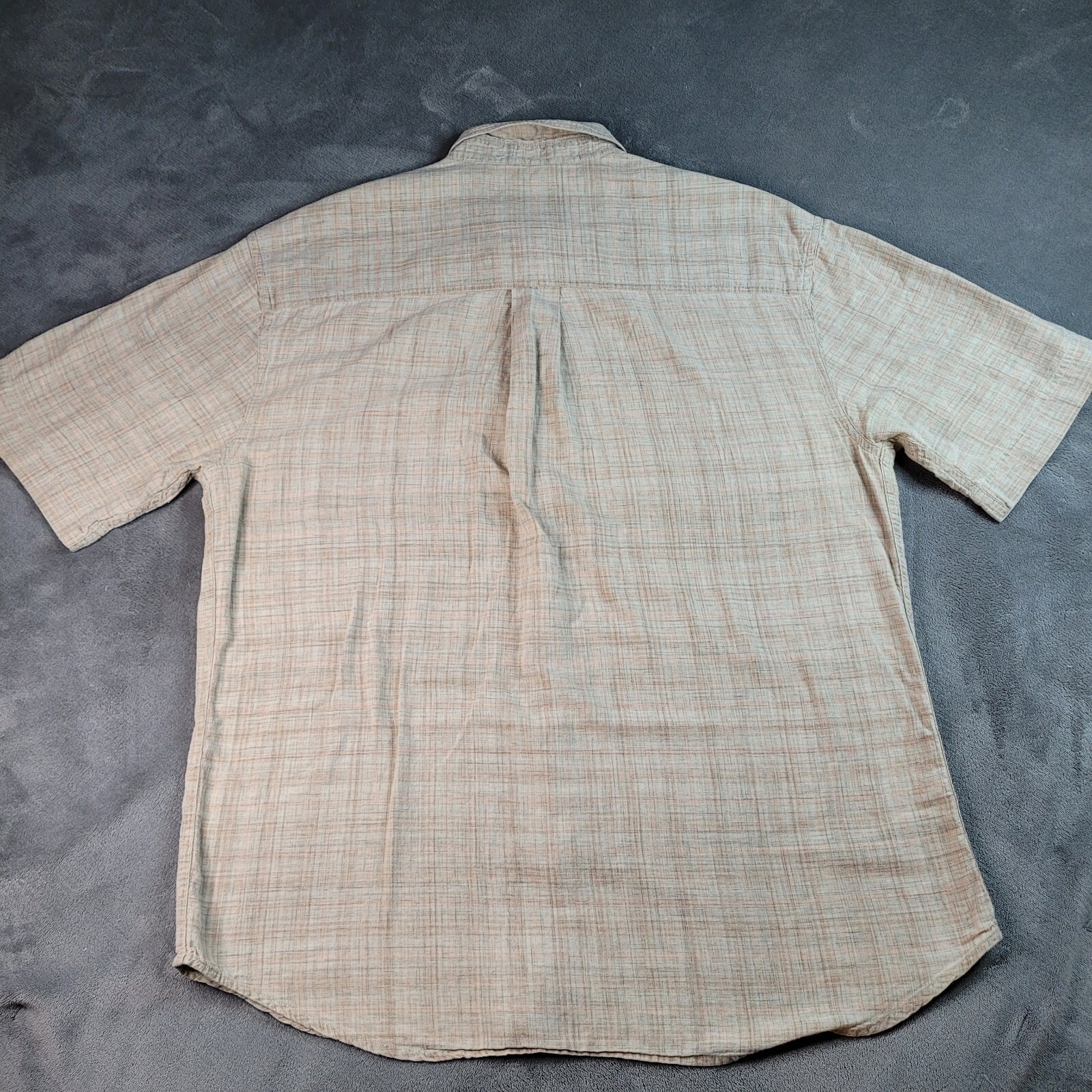 Mens Woolrich Plaid Button Down Brown SS Shirt Sz L Outdoor Front Pocket Camping